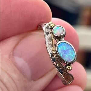 Elegant Opal Ring with Gold Accents